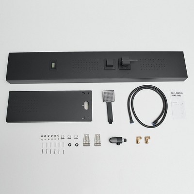 Matte Black 4-Jet Rainfall Shower Panel System with LED Light