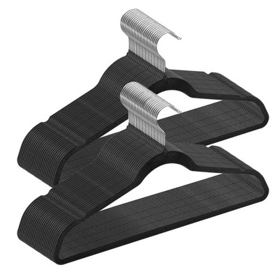 Wikineon Velvet Hangers 50 Pack - Black Non-Slip Hangers with 360-Degree Swivel Hooks for Tidy Closet Organization