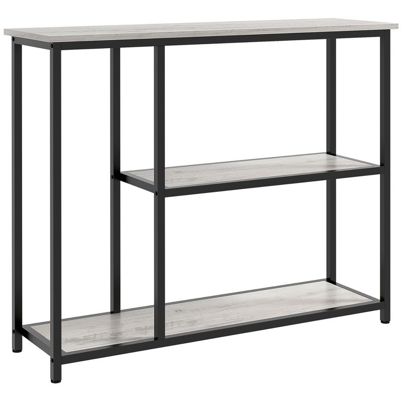 HOMCOM 39" Console Table, Modern Sofa Table with 2 Storage Shelves, Steel Frame, Narrow Entryway Table for Hallway, 1 of 7