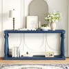 HDZNVF Vintage Wood Grain Console Table with Bottom Shelf and Four Vase Legs, Navy Blue - 2 of 4