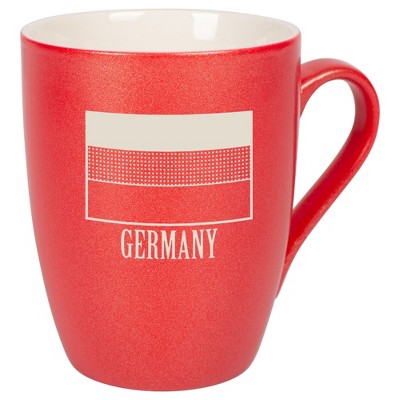 Elanze Designs Germany German Flag 10 Ounce Ceramic Laser-Etched Engraved Drinkware Mug, Metallic Crimson Red