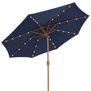 8.5 ft Outdoor Patio Umbrella with Tilt, Crank and Vent - Faux Woodgrain Finish - Solar - 1 of 4