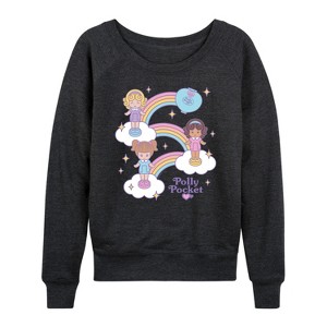 Women's - Polly Pocket - Polly Pocket Rainbows Lightweight French Terry Wide Neck Long Sleeve Shirt - 1 of 4