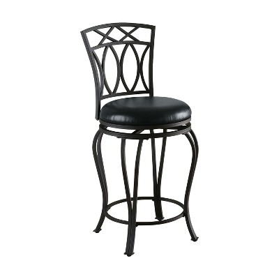 Simple Relax Faux Leather and Metal Counter Height Stool in Black