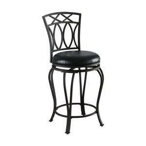 Simple Relax Faux Leather and Metal Counter Height Stool in Black - 1 of 4