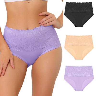 Agnes Orinda Women's 5 Packs High Rise Brief Stretchy Underwear Pink, Hot  Pink, Blue, Purple, Burgundy Small