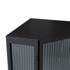 22.25'' Corner Storage Cabinet, Floor Corner Cabinet with Tempered Glass Door & Shelves, Freestanding Corner Table - 4 of 4
