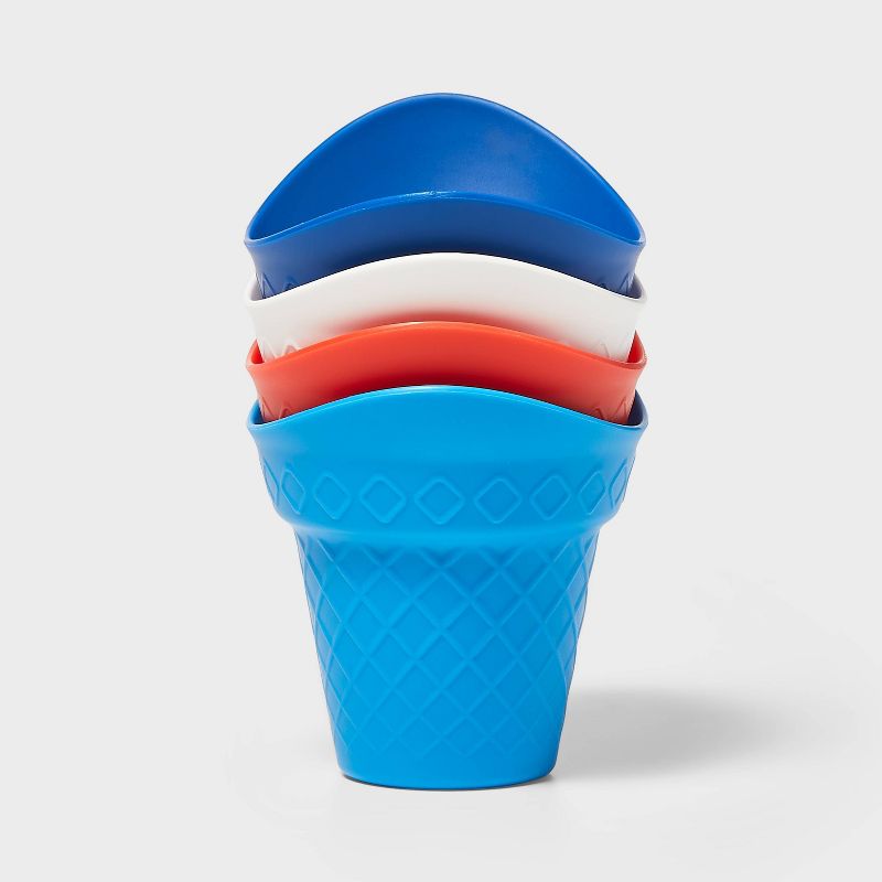 4pc Plastic Ice Cream Scoop Cones Red/White/Blue - Sun Squad&#8482;, 2 of 4