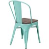 ADILE Metal Stackable Dining Chairs with Wood Seat, Mint Green - 2 of 4