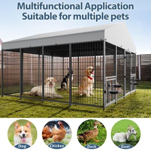 Heavy Duty Outdoor Dog Kennel with Rotating Bowls, 8 x 4 x 5.6-ft - 1 of 4