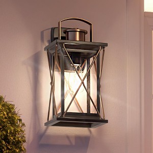 Urban Ambiance Luxury Colonial Outdoor Wall Light,  16"H x 7.5"W,  Olde Bronze Finish, UHP1233 - 1 of 4