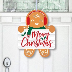 Big Dot of Happiness Gingerbread Christmas - Hanging Porch Gingerbread Man Holiday Party Outdoor Decorations - Front Door Decor - 1 Piece Sign - 1 of 4