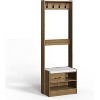 Heynemo Hall Tree with Bench, Entryway Bench with Coat Rack, Shoe Storage, Soft Cushion, Wood Entryway Furniture - 4 of 4