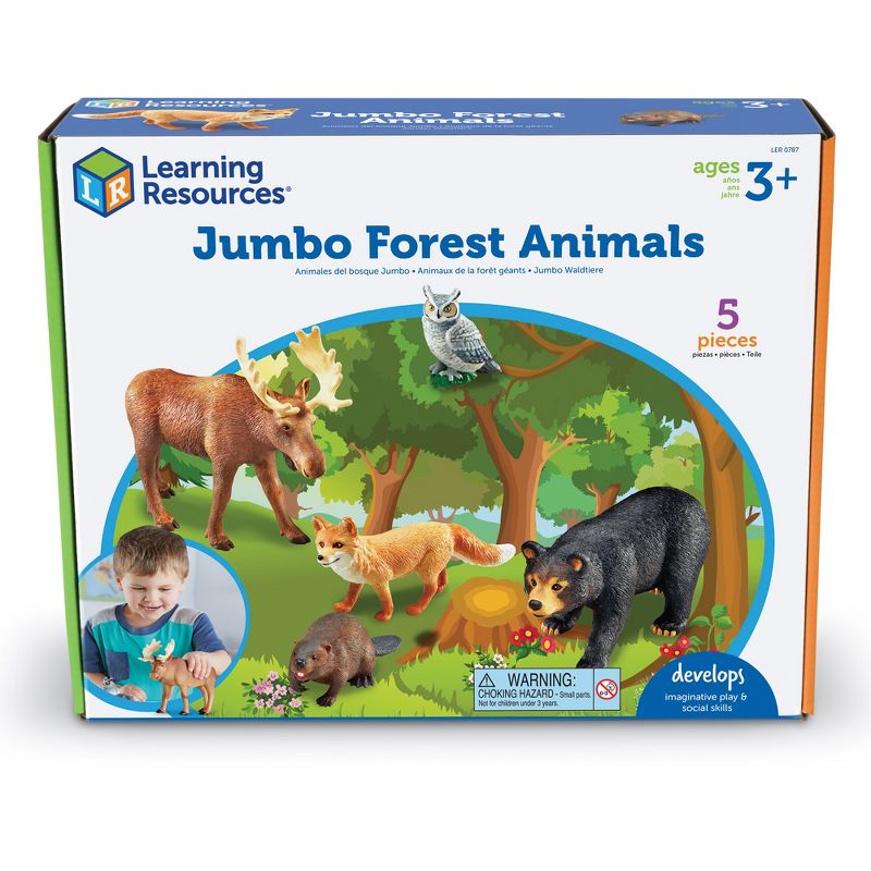 Learning Resources Jumbo Forest Animals I Bear, Moose, Beaver, Owl, and Fox, 5 Pieces, Ages 3+, 5 of 6