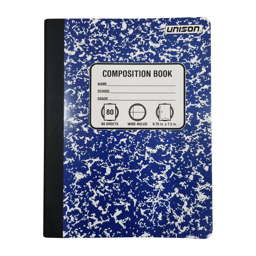 (5 pcs )Wide Ruled Composition Notebook (Colors May Vary) - Unison