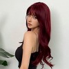 Long Wine Red Synthetic Wig Natural Wave Women Wig With Bangs Cosplay Party Red Hair Heat Resistant Fiber Wig - 4 of 4