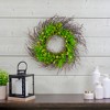 Northlight 20-Inch Green and Yellow Flower Buds, Leaves and Twigs Artificial Floral Wreath - 2 of 4