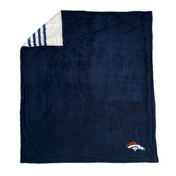 NFL Denver Broncos Embossed Logo Faux Shearling Stripe Blanket