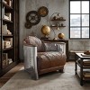 Art Leon Vintage Genuine Leather Accent Chairs with Aluminum Back Sofa Chair - 2 of 4