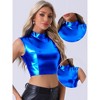 Allegra K Women's Metallic Crop Shiny Sleeveless Holographic Party Tank Tops - 2 of 4