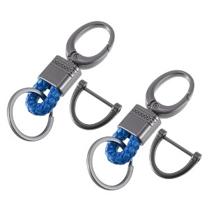 Unique Bargains Keychains with Titanium Tone Microfiber Spring Ring Horseshoe Buckle Blue 2 Pcs - 1 of 4