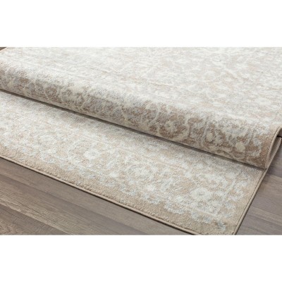 Ivory Synthetic 9' x 12' Stain-Resistant Rectangular Area Rug