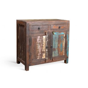 Reclaimed Wood 2-door Sideboard Cabinet - (33H x 35W x 18D )- Natural - Timbergirl: Bohemian Style, Metal Frame, No Assembly Required - 1 of 4