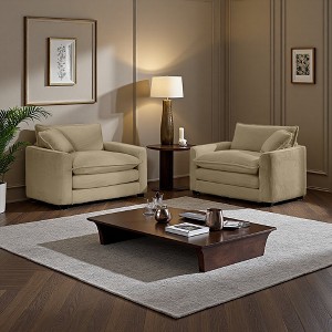 2-Piece Corduroy Armrest Sofa Set with Single Sofas - 1 of 4