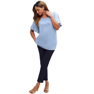 Jessica London Stretch Knit Flutter Sleeve Tunic - 1 of 4