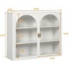 27.56" Double Glass Door Wall Cabinet, Kitchen Display Cabinet, Modern Minimalist Style, Three-Tier Storage, Iron & Tempered Glass, Easy Assembly - 2 of 4