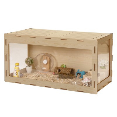 FURNIinspire Pet Crates and Houses, Small Animal Cage, Transparent for Interior View, Brown, 41.73"*21.06"*20.67"