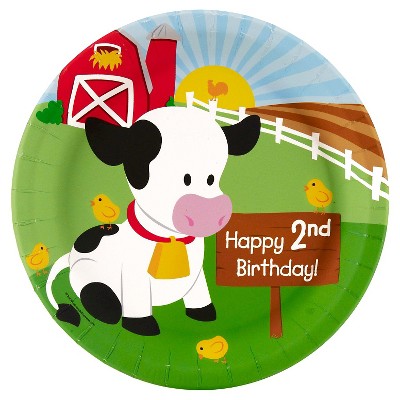 8ct Barnyard 2nd Birthday Dinner Plate