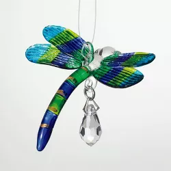 Woodstock Chimes Woodstock Rainbow Makers Collection, Fantasy Glass, 1.5'' Dragonfly Peacock Crystal Suncatcher CDPEA