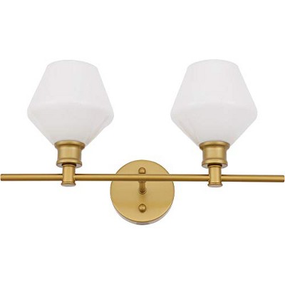 Gene 2-Light Brass and Frosted White Glass Wall Sconce