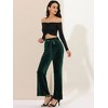 Allegra K Women's Velvet Tie Waist Stretchy Wide Leg Pants with Pockets - 4 of 4