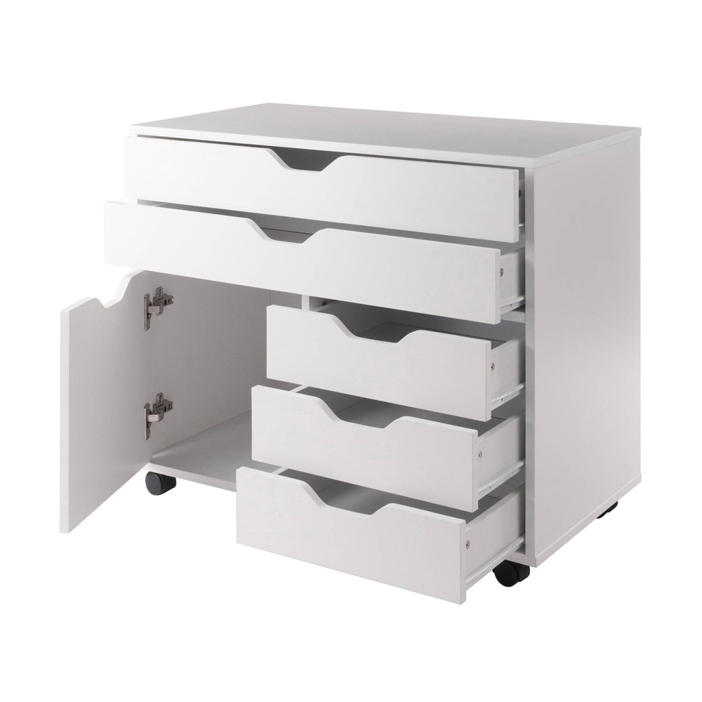 Photos - Wardrobe Halifax 3 Sections Mobile Storage Cabinet White - Winsome