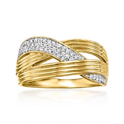 Ross-Simons 0.25 ct. t.w. Diamond Crisscross Ring in 14kt Yellow Gold Size 7