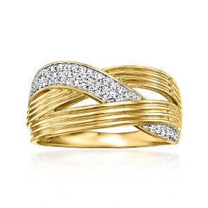 Ross-Simons 0.25 ct. t.w. Diamond Crisscross Ring in 14kt Yellow Gold Size 7 - 1 of 3