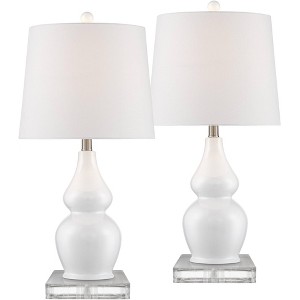 360 Lighting Jane Modern Double Gourd Table Lamps Set of 2 with Square Riser 26 1/2" High Ceramic White Drum Shade for Bedroom Living Room Bedside - 1 of 4