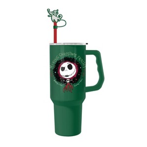 Silver Buffalo NBC Christmas Fright Wreath 40oz SS Tumbler w/ Straw Cap - 1 of 4