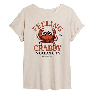 Women's - Instant Message - Feeling Crabby Ocean City Oversized Graphic T-Shirt - 1 of 4
