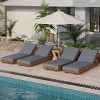 Set of 2 Outdoor Wood Chaise Lounge Chairs with Water-Resistant Cushions, Adjustable Reclining Patio Chairs for Pool or Backyard-The Pop Home - 2 of 4