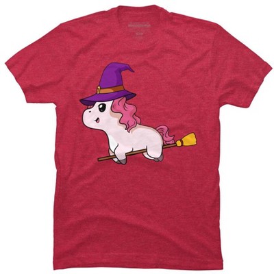 Men's Design By Humans Witch Unicorn Halloween T Shirt By thebeardstudio T-Shirt