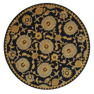 Navy Floral Tufted Round Area Rug 8