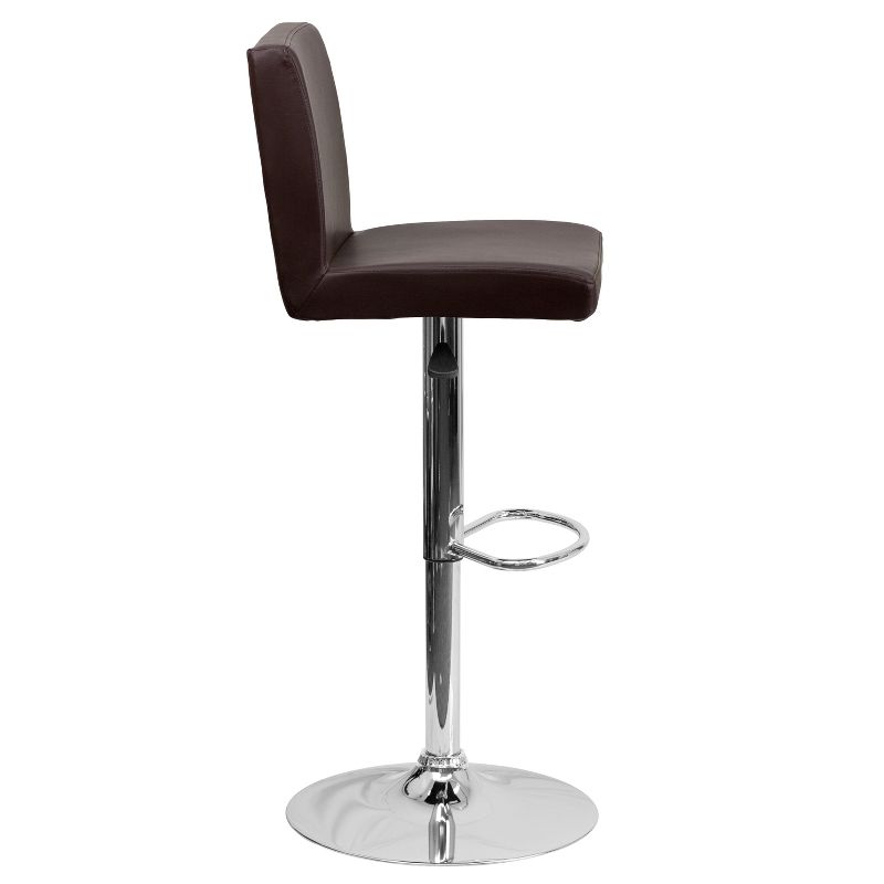 Emma and Oliver 2 Pack Contemporary Vinyl Adjustable Height Barstool with Panel Back and Chrome Base, 4 of 7