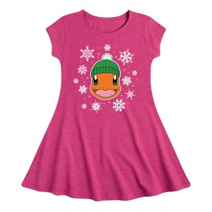 Girls' - Pokémon - Charmander Snowflakes Fit & Flair Cap Sleeve Dress - 1 of 3