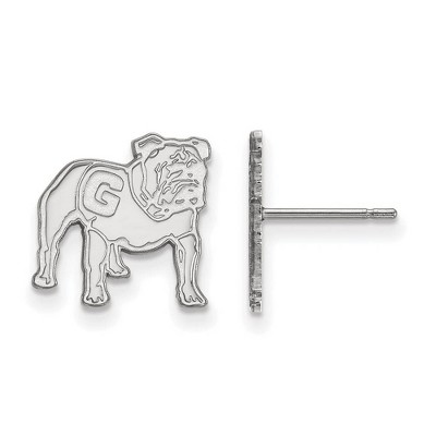 Black Bow Jewelry 14k White Gold Georgia Bulldogs NCAA Post Earrings