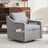 Teddy Fabric 360° Swivel Accent Chair Upholstered with One Back Pillow, Armrests featuring Rivet Craftsmanship, Single Sofa Chair with High Backrest - 2 of 4