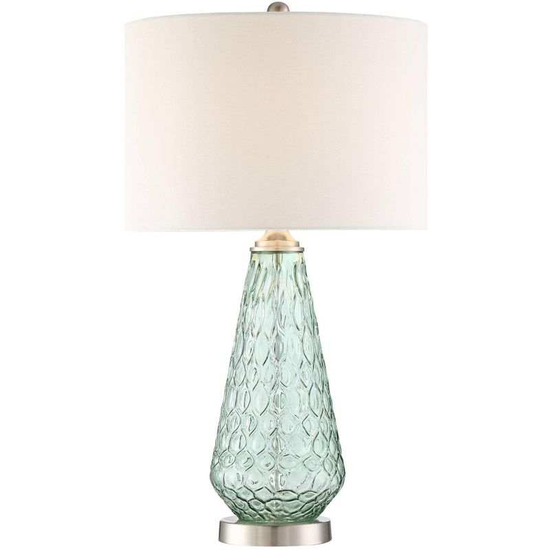 360 Lighting Julia Modern Coastal Table Lamp 26 1/2" High Sea Foam Green Glass with Table Top Dimmer Off White Drum Shade for Bedroom Living Room Home, 1 of 9