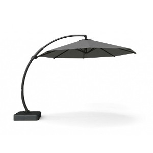 dark grey patio umbrella 12ft Cantilever Patio Umbrella, Offset Hanging Outdoor Umbrella, UV Protected Curved Crank Umbrella for Garden Backyard, Dark Grey